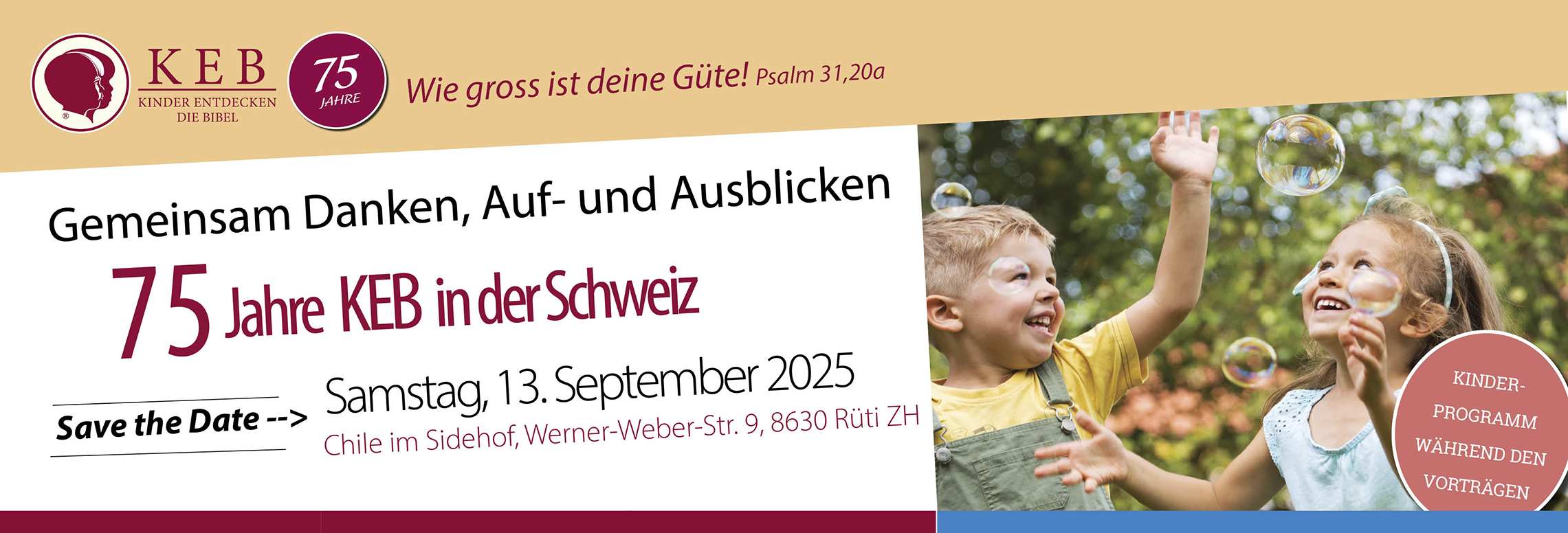 Banner - 75 Jahre KEB in der Schweiz